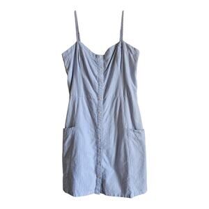 ABERCROMBIE Women Juniors M Dress Mini Blue White Striped Smocked Back Lined Y2K